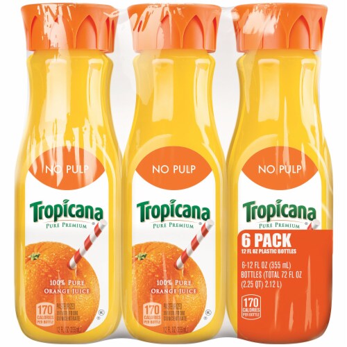 Tropicana No Pulp Orange Juice 6 Bottles 12 Fl Oz Food 4 Less