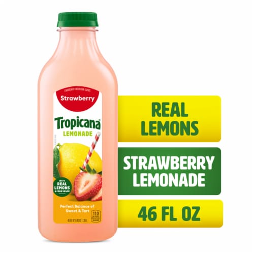Tropicana Strawberry Lemonade Made With Real Lemons Perspective: front