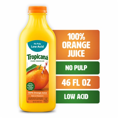 Tropicana Pure Premium Original No Pulp No Sugar Added Low Acid 100% Orange Juice Perspective: front