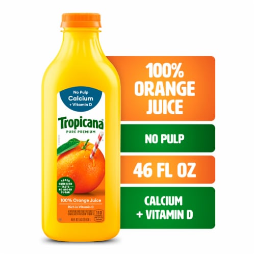 Tropicana Pure Premium Original No Pulp No Sugar Added Calcium And Vitamin D 100% Orange Juice Perspective: front