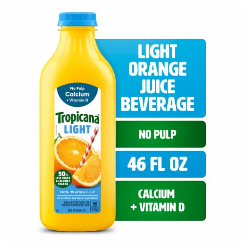 Tropicana Light Orange Juice Beverage, No Pulp, Calcium and Vitamin D Perspective: front