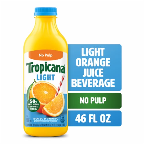 Tropicana Light Orange Juice Beverage, No Pulp Perspective: front