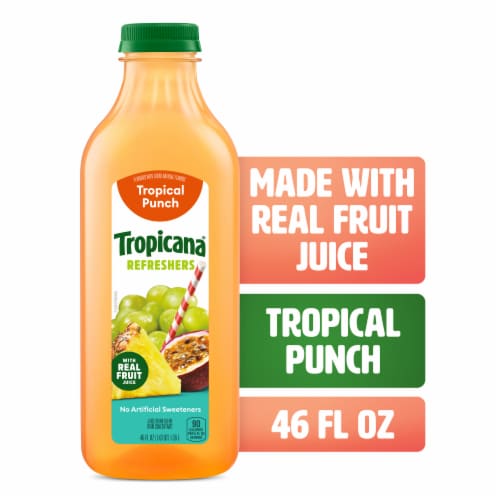 Tropicana Refreshers Tropical Punch Juice Drink With Real Fruit Juice Perspective: front