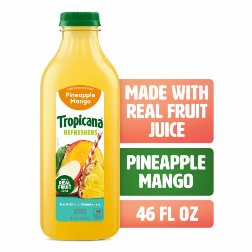Tropicana Refreshers Pineapple Mango Juice Drink With Real Fruit Juice Perspective: front