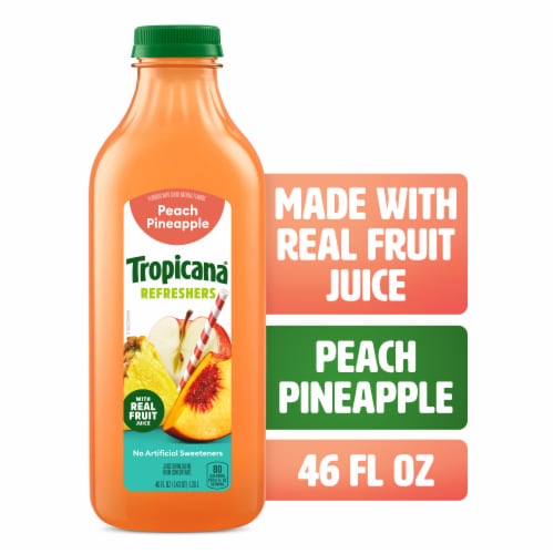 Tropicana Refreshers Peach Pineapple Juice Drink With Real Fruit Juice Perspective: front