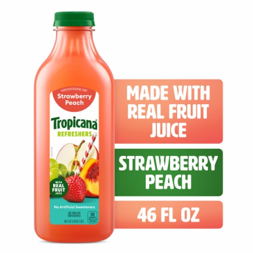 Tropicana Refreshers Strawberry Peach Juice Drink With Real Fruit Juice Perspective: front