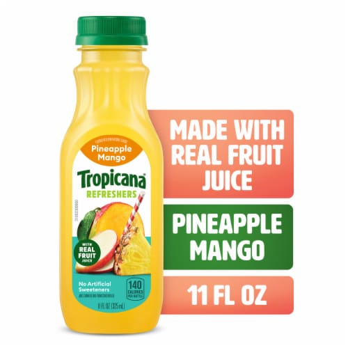 Tropicana Refreshers Pineapple Mango Juice Drink With Real Fruit Juice Perspective: front