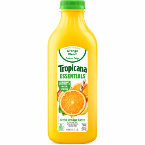 Tropicana Essentials Flavored Orange Juice Beverage Blend With Other Fruit, Some Pulp, 46 fl oz Perspective: front