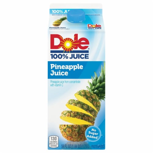 Dole 100% Pineapple Juice, 59 Fl Oz Carton Perspective: front