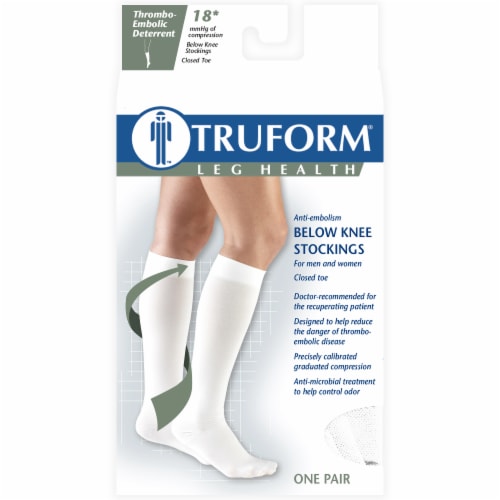 Truform Leg Health Thrombo-Embolic Deterrent Below Knee Stockings - White Perspective: front