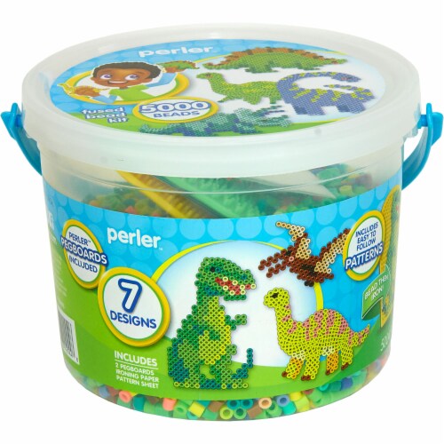 Perler™ Fused Dinosaur Bead Kit Bucket Perspective: front