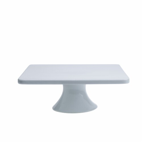 Tabletops Unlimited Porcelain Square Footed Cake Plate Perspective: front