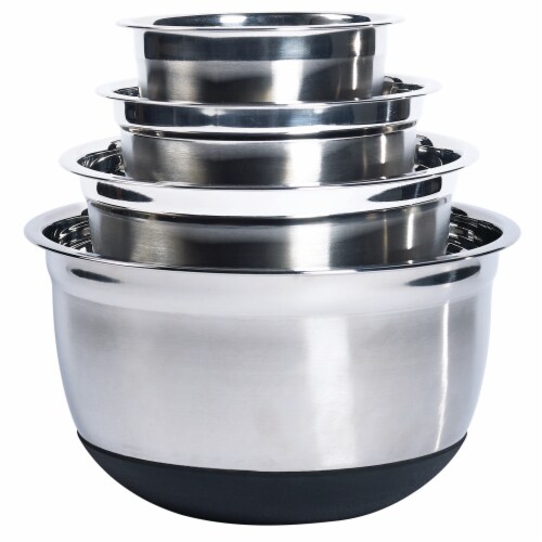 Tabletops Unlimited Stainless Steel Mixing Bowl Set with Silicone Base Perspective: front