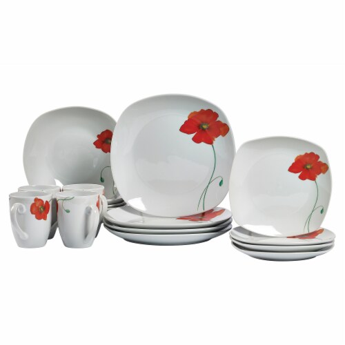 Tabletops Unlimited Square Dinnerware Set - Poppy Perspective: front