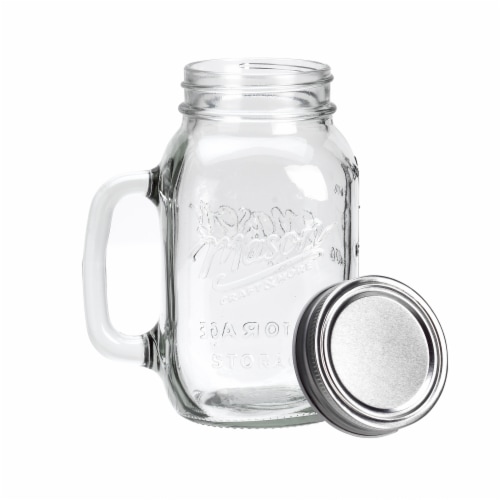 Glass Mason Jar With Handle & Lid, 16oz., 12ct.