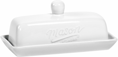 Mason Craft & More Ceramic Butter Dish with Lid - White Perspective: front