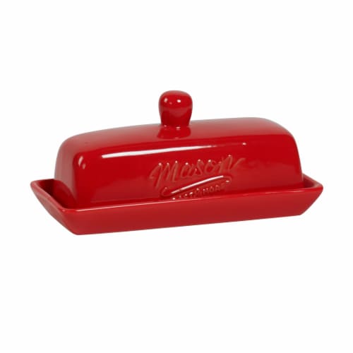 Mason Craft & More Ceramic Butter Dish with Lid - Red Perspective: front