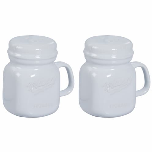 Mason Craft and More Salt and Pepper Shakers - White Perspective: front