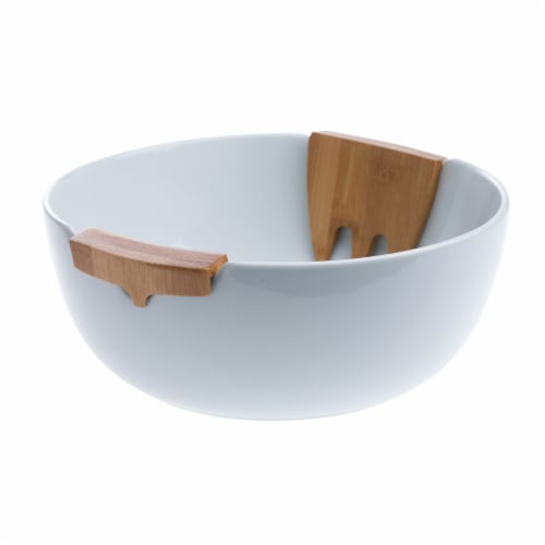 Tabletops Unlimited Porcelain & Bamboo Salad Set Perspective: front