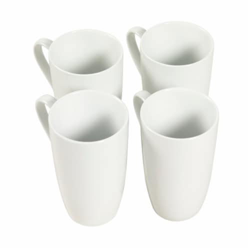 Tabletops Unlimited Porcelain Latte Mugs - 4 Pack - White Perspective: front