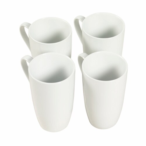 Tabletops Unlimited Porcelain Latte Mugs - 4 Pack - White Perspective: front