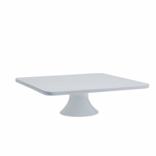 Tabletops Unlimited Porcelain Square Footed Cake Plate - White Perspective: front