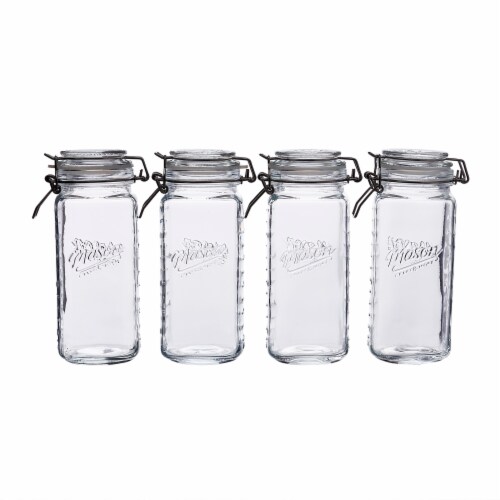 Tabletops Unlimited Mini Glass Square Preservative Jars - 4 Pack Perspective: front