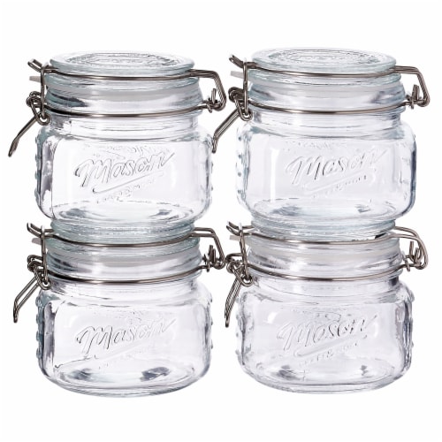 Tabletops Unlimited Glass Clamp Jar & Lid - 4 Pack Perspective: front