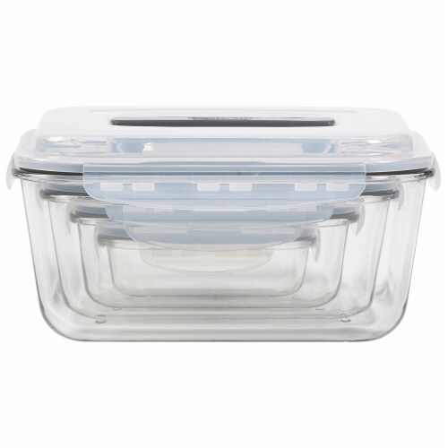 Mason Craft & More Rectangular Glass Food Container Set Perspective: front