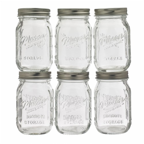 Mason Craft & More Glass Canning Jars 6 Pack Clear/Silver, 8 oz