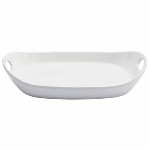 Tabletops Unlimited Large Rectangular Platter with Handles - White Perspective: front