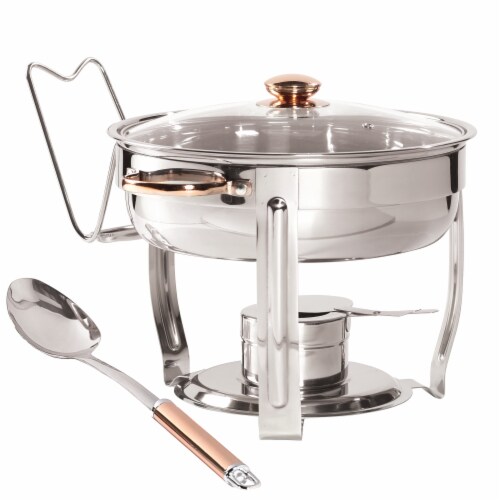 Denmark Celebrations 4-Quart Stainless Steel Chafing Dish with Gold Accents Perspective: front