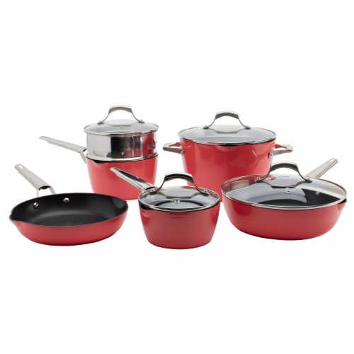 Denmark Aluminum Non-Stick Cookware Set - Coral Perspective: front