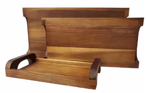 Tabletops Unlimited Acacia Wood Trays with Handles Perspective: front