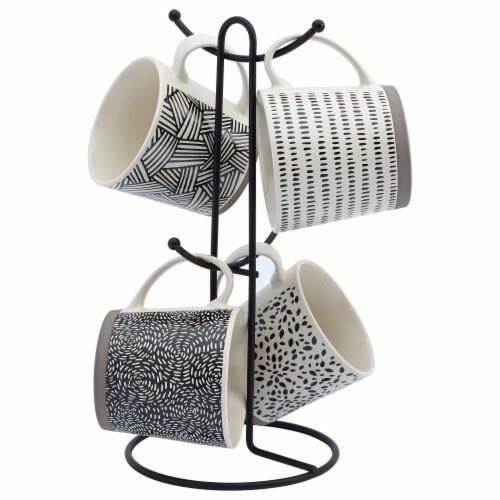 Tabletops Unlimited Metal Wire Rack and Mug Set - Black/White Perspective: front