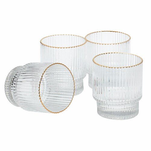 Tabletops Unlimited Low Ball Drinkware Set - Gold/Clear Perspective: front