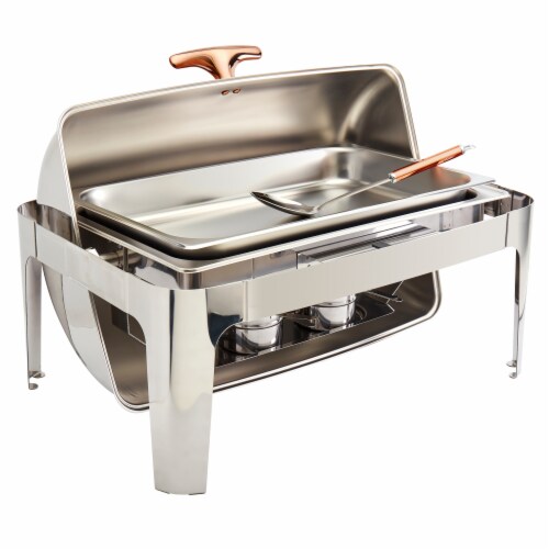Tabletops Unlimited Rectangular Roll Up Chafing Dish Stainless Steel Perspective: front