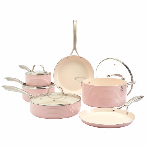 T-Fal Initiatives 14-Piece Ceramic Cookware Set in Champagne Gold