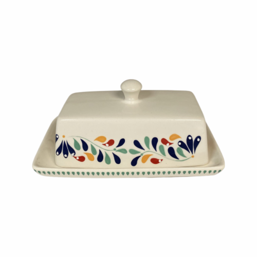 Tabletops Unlimited Mason Talavera Butter Dish Perspective: front