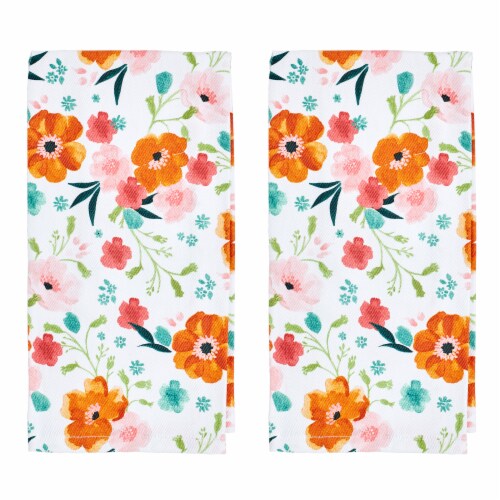Tabletops Unlimited Dolly Parton set of 2 Kitchen Towels - Floral Perspective: front