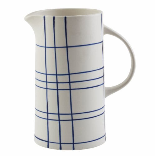 Tabletops Unlimted® Kimora Blue Plaid Pitcher Perspective: front