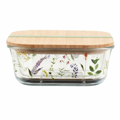 Tabletops Unlimited Smart Planet Bamboo Lid Floral Glass Food