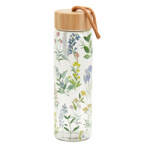 Tabletops Unlimited Smart Planet Floral Glass Water Bottle, 1 ct