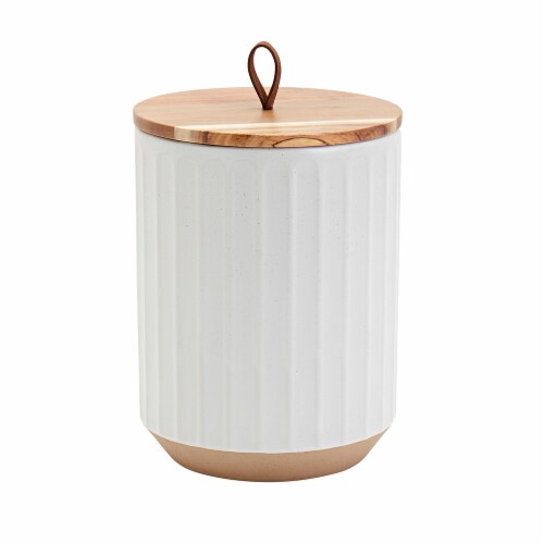 Tabletops Gallery Large Kitchen Storage Canister with Lid - White Perspective: front
