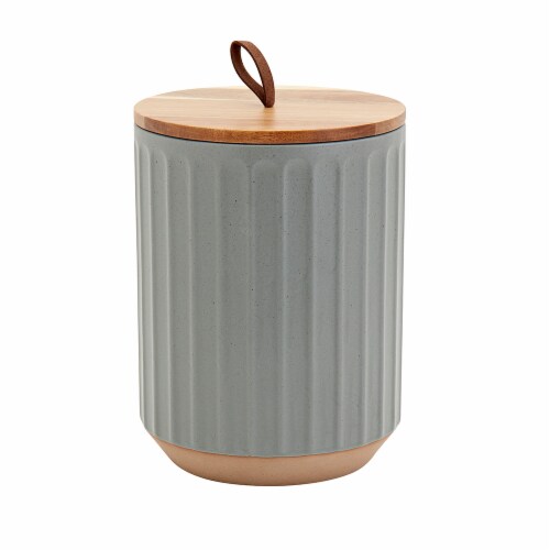 Tabletops Gallery Large Kitchen Storage Canister with Lid - Gray Perspective: front