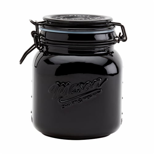 Black Opaque 1L Mason Glass Clamp Jar Perspective: front