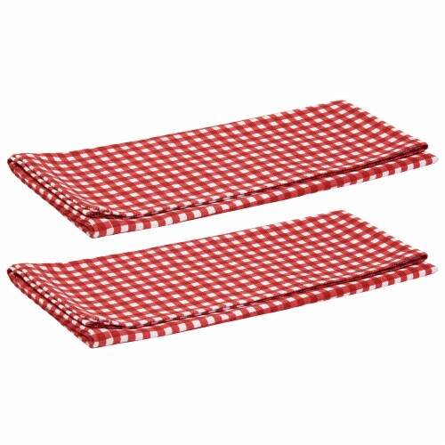 Tabletops Unlimited Gallery Americana S/2 Cotton Twill Kitchen Towels - Red Perspective: front