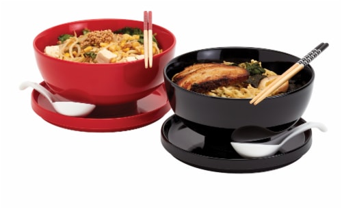 Ramen Cooker Bowl Set with Chopsticks Microwave Noodle Black