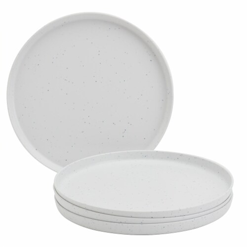 Smart Planet Lacey White Recycled 4-Piece Dinner Plate Set Perspective: front