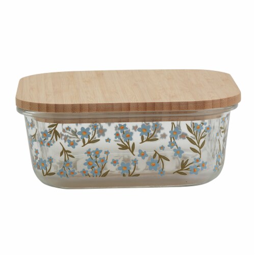 Tabletops Unlimited Smart Planet Lacey Glass Food Storage with Bamboo Lid Perspective: front